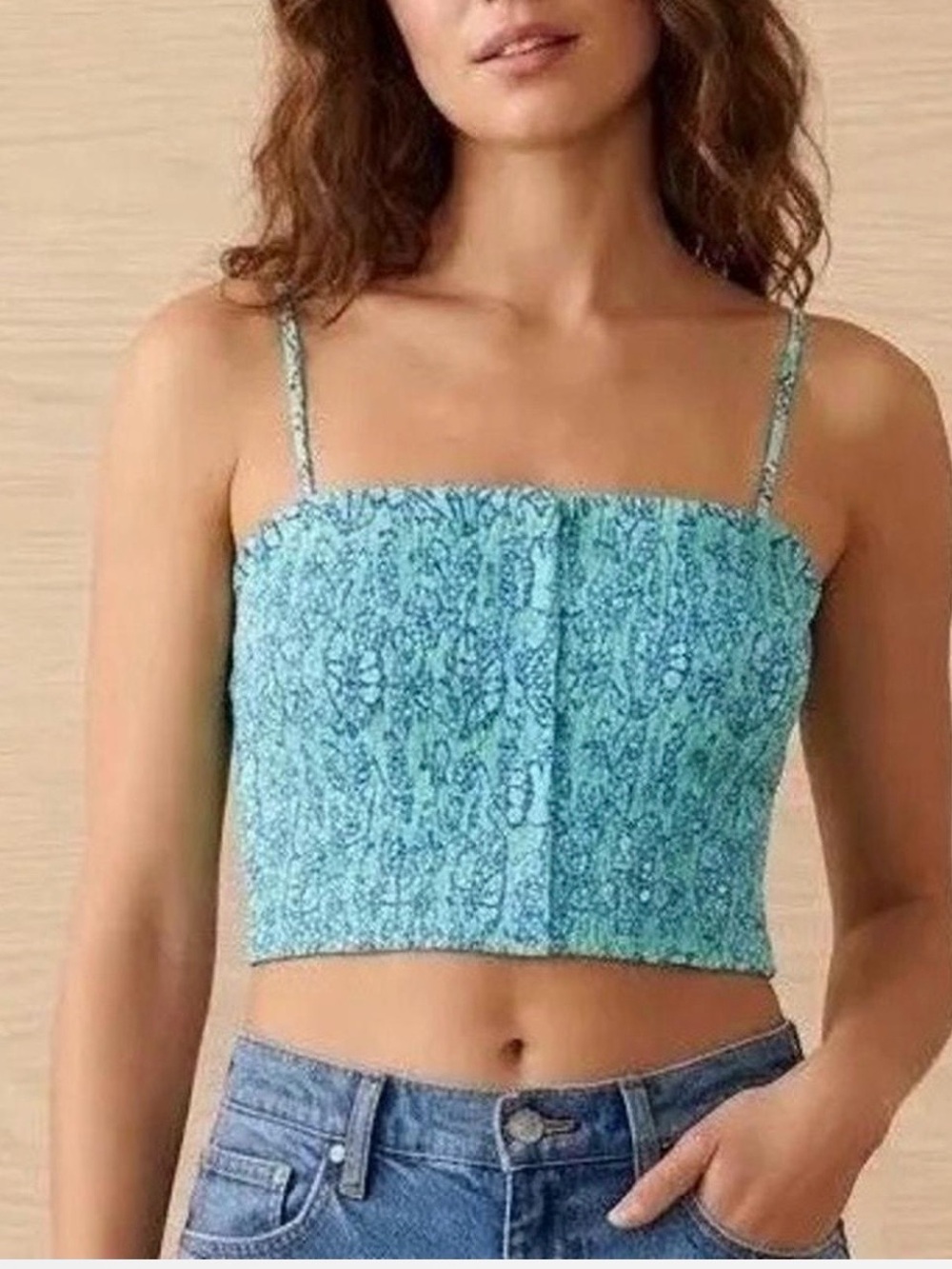 Roller Rabbit X Target Blue Floral Smocked Crop Top-NWT- Multiple Sizes